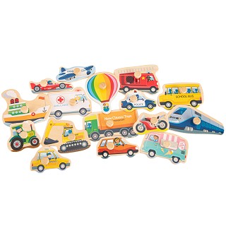 Peg Puzzle - Transport - 16 pieces - FSC® 100%-certified wood